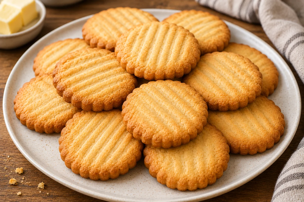 Crispy homemade butter biscuits with golden edges