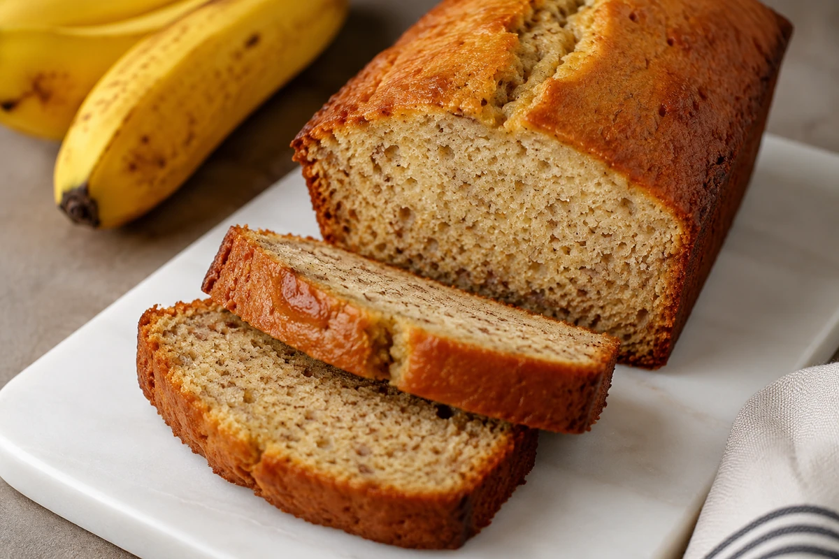 Homemade banana cake with ripe bananas