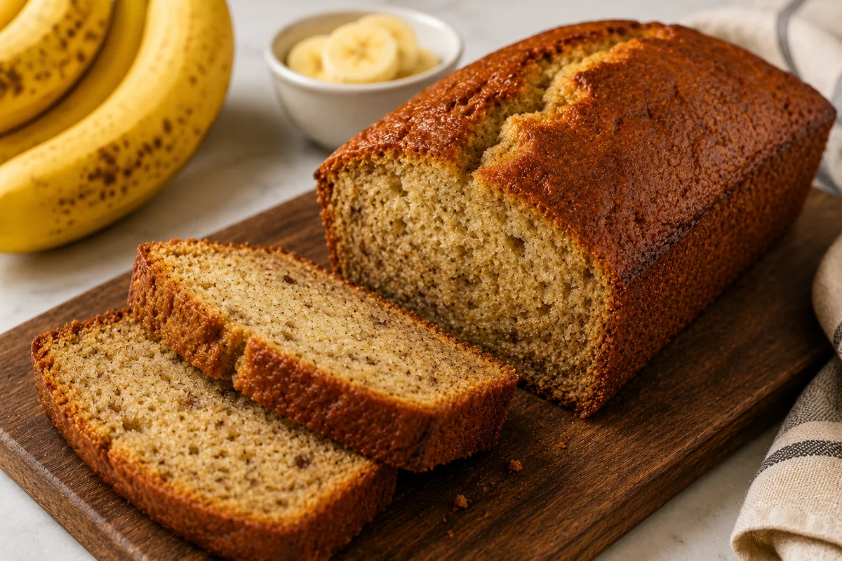 Moist homemade banana bread made with ripe bananas