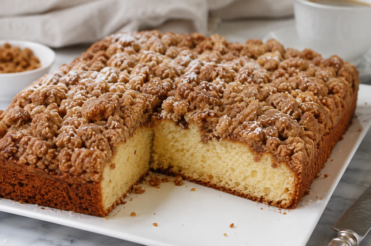 Simple coffee cake with cinnamon crumb topping
