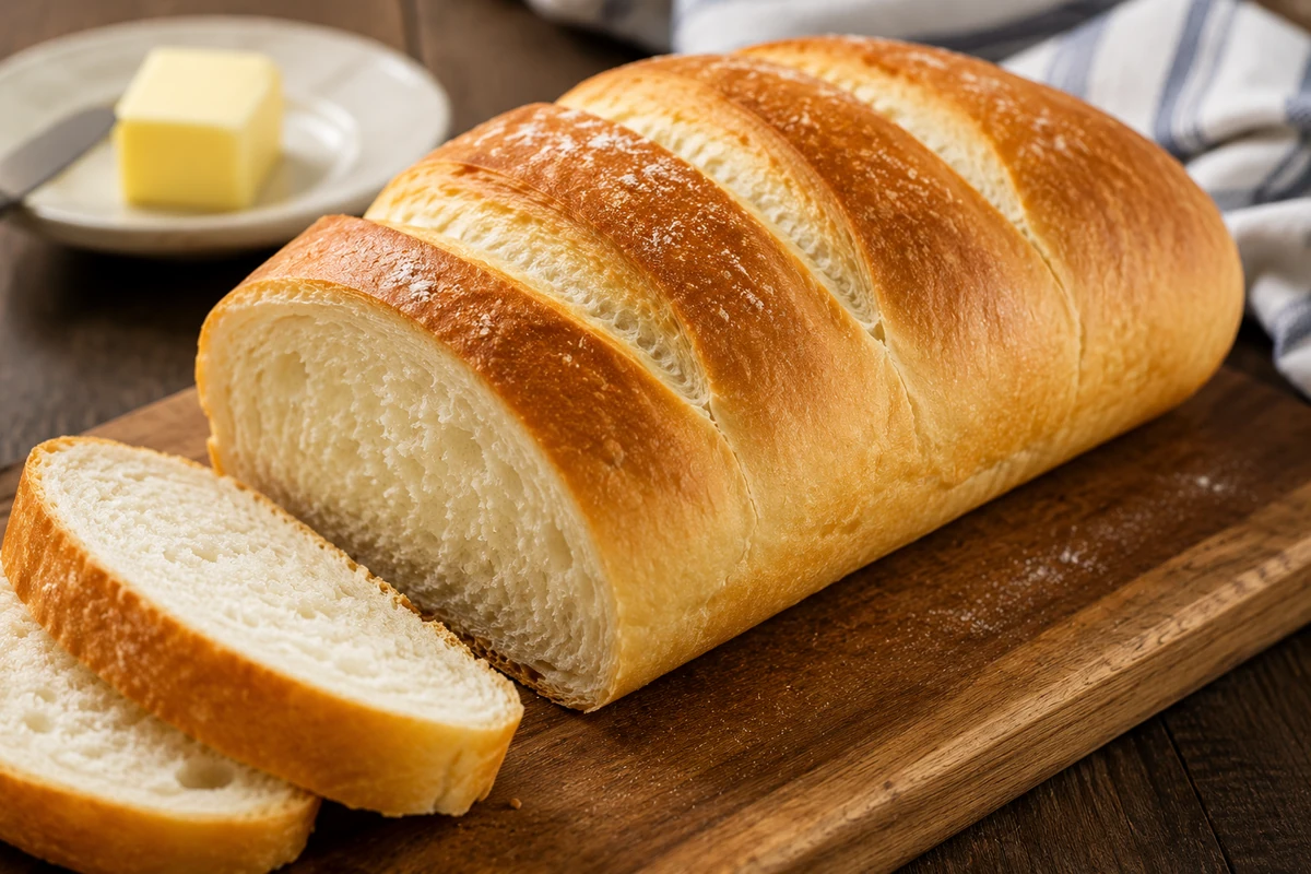 Soft homemade French bread with a golden crust